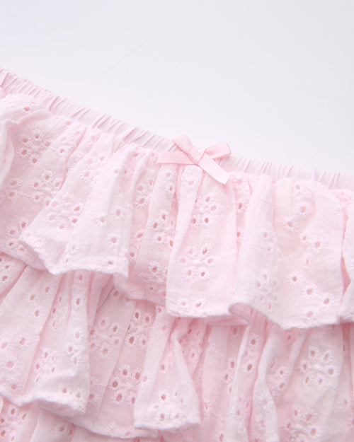 Coquette cotton eyelet ruffles skirt in pink by Angel Ruche, photo 6