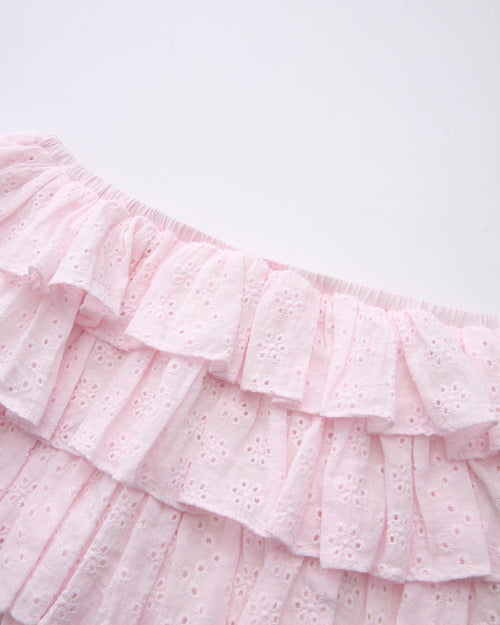 Coquette cotton eyelet ruffles skirt in pink by Angel Ruche, photo 10