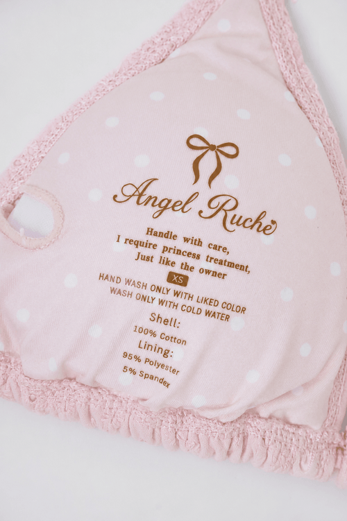 Coquette cotton eyelet bikini top in pink by Angel Ruche, photo 19