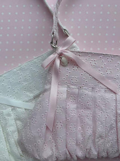 Coquette eyelet shell button bag in pink by Angel Ruche, photo 8