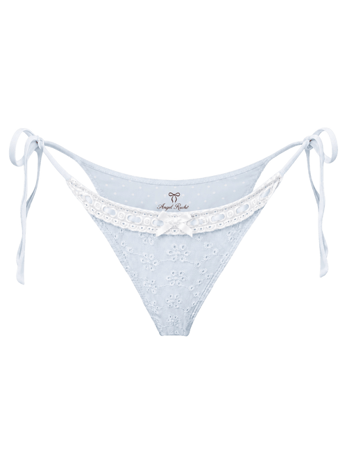 Coquette cotton eyelet bikini bottom in baby blue, coquette swimwear by Angel Ruche