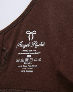 Whimsy Doll polka dot active bralette in brown by Angel Ruche, photo 24