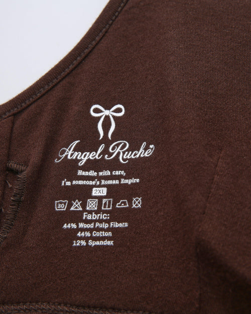Whimsy Doll polka dot active bralette in brown by Angel Ruche, photo 24