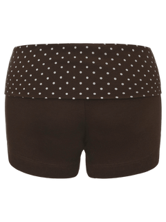 Whimsy Doll polka dot fold over shorts in brown by Angel Ruche, photo 10