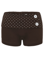 Whimsy Doll cotton polka dot fold over shorts in brown, coquette activewear by Angel Ruche