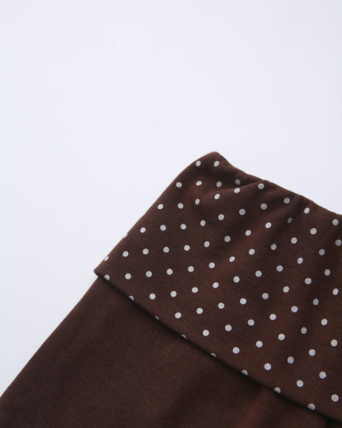 Whimsy Doll polka dot fold over shorts in brown by Angel Ruche, photo 16