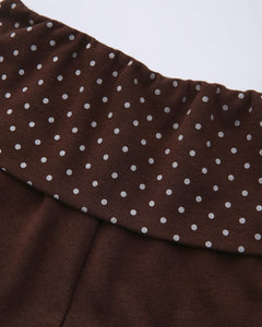 Whimsy Doll polka dot fold over shorts in brown by Angel Ruche, photo 15