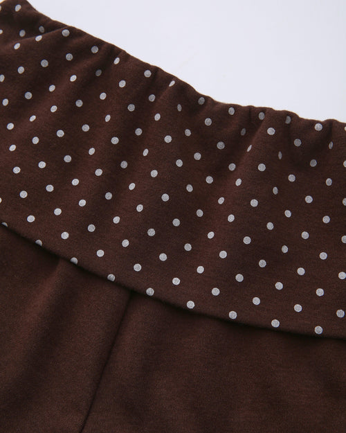 Whimsy Doll polka dot fold over shorts in brown by Angel Ruche, photo 15