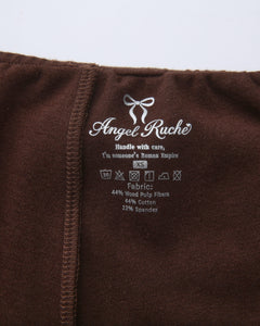 Whimsy Doll polka dot fold over shorts in brown by Angel Ruche, photo 18