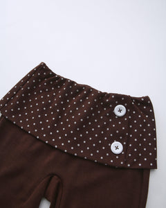 Whimsy Doll polka dot fold over capri pants in brown by Angel Ruche, photo 16