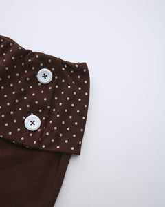 Whimsy Doll polka dot fold over capri pants in brown by Angel Ruche, photo 17