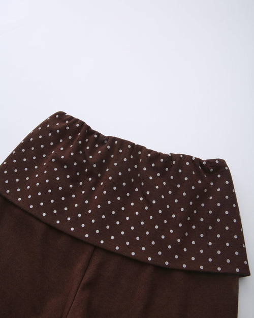 Whimsy Doll polka dot fold over capri pants in brown by Angel Ruche, photo 19