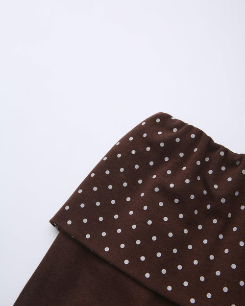 Whimsy Doll polka dot fold over capri pants in brown by Angel Ruche, photo 20