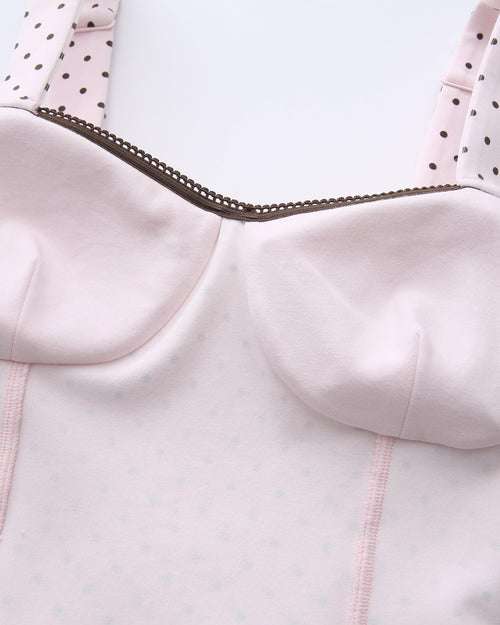 Whimsy Doll cotton active top in brown polka dot by Angel Ruche, photo 20
