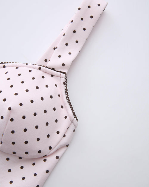 Whimsy Doll cotton active top in brown polka dot by Angel Ruche, photo 19