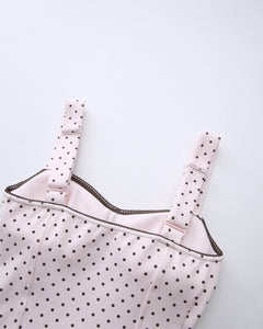Whimsy Doll cotton active top in brown polka dot by Angel Ruche, photo 22