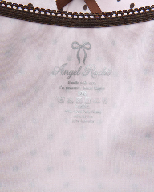 Whimsy Doll cotton active top in brown polka dot by Angel Ruche, photo 23