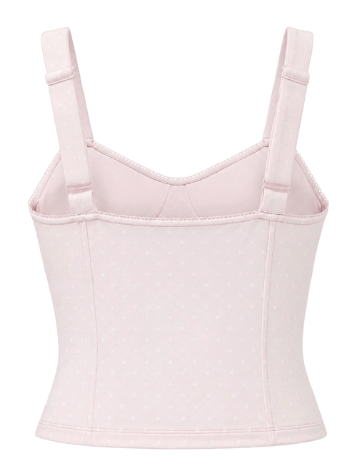 Whimsy Doll cotton active top in white polka dot by Angel Ruche, photo 14