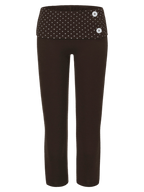 Whimsy Doll cotton polka dot fold over capri pants in brown, coquette activewear by Angel Ruche