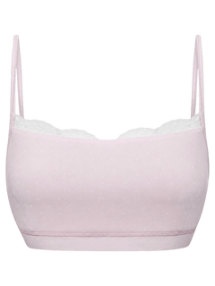 Whimsy Doll cotton polka dot active bralette in pink, coquette activewear by Angel Ruche