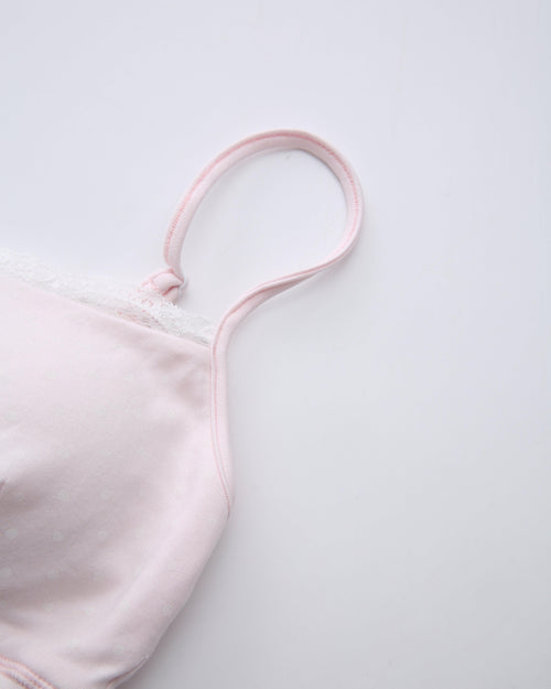 Whimsy Doll polka dot active bralette in pink by Angel Ruche, photo 16