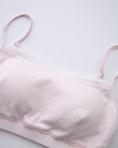Whimsy Doll polka dot active bralette in pink by Angel Ruche, photo 14
