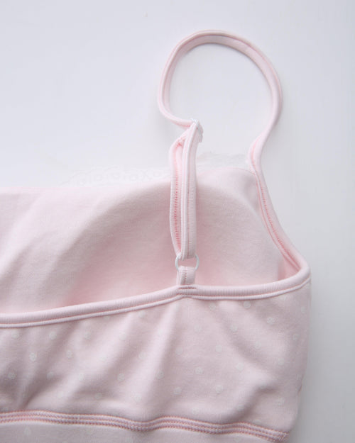 Whimsy Doll polka dot active bralette in pink by Angel Ruche, photo 19