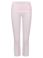 Whimsy Doll cotton polka dot fold over capri pants in pink, coquette activewear by Angel Ruche