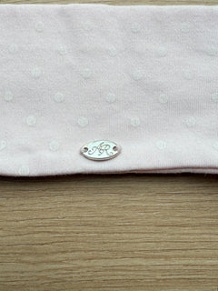 Whimsy Doll cotton active headband in white polka dot by Angel Ruche, photo 5