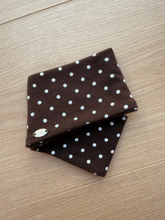 Whimsy Doll polka dot active headband in brown by Angel Ruche, photo 6
