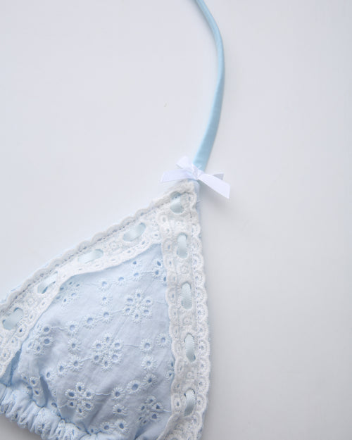 Coquette cotton eyelet bikini in baby blue by Angel Ruche, photo 20