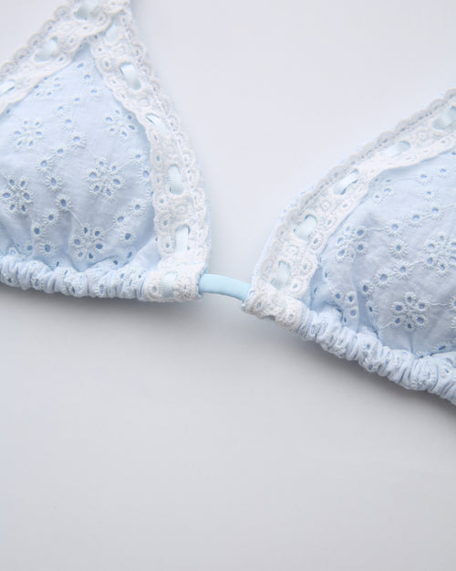 Coquette cotton eyelet bikini in baby blue by Angel Ruche, photo 18