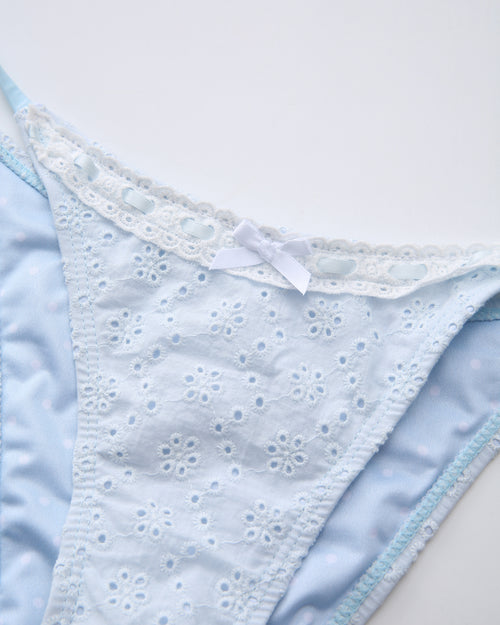 Coquette cotton eyelet bikini in baby blue by Angel Ruche, photo 12