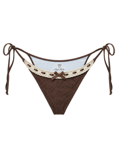 Coquette cotton eyelet bikini bottom in brown, coquette swimwear by Angel Ruche
