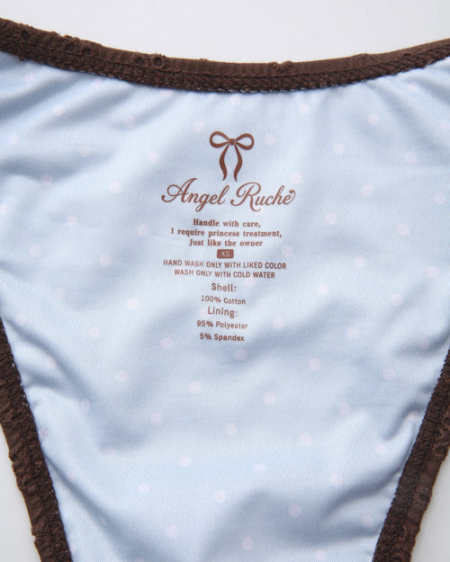 Coquette cotton eyelet bikini in brown by Angel Ruche, photo 17