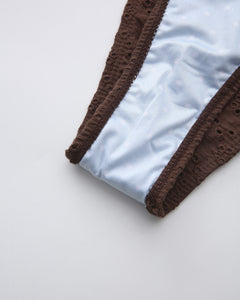 Coquette cotton eyelet bikini in brown by Angel Ruche, photo 15