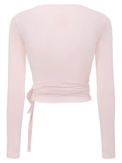 Whimsy Doll pilates wrap cardigan in pink by Angel Ruche, photo 8