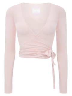 Whimsy Doll pilates wrap cardigan in pink, balletcore activewear by Angel Ruche