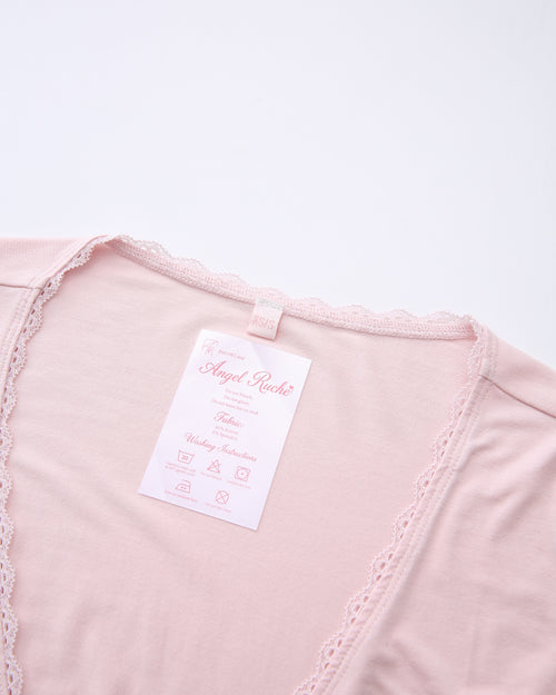 Whimsy Doll pilates wrap cardigan in pink by Angel Ruche, photo 9