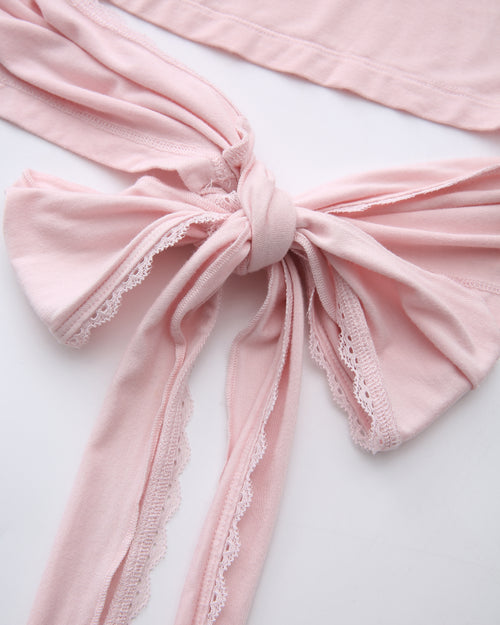 Whimsy Doll pilates wrap cardigan in pink by Angel Ruche, photo 14