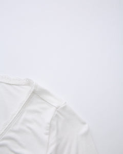 Whimsy Doll pilates wrap cardigan in white by Angel Ruche, photo 12