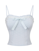 Sweetheart  Cotton Polka Dot Pointelle Top (Baby Blue)