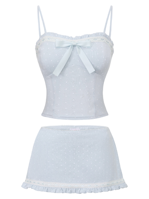 Sweetheart polka dot pointelle set in baby blue by Angel Ruche, photo 3