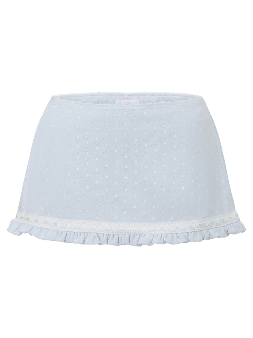 Sweetheart cotton polka dot pointelle skirt in baby blue, coquette skirt by Angel Ruche
