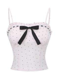 Sweetheart cotton polka dot pointelle top in pink, coquette top by Angel Ruche