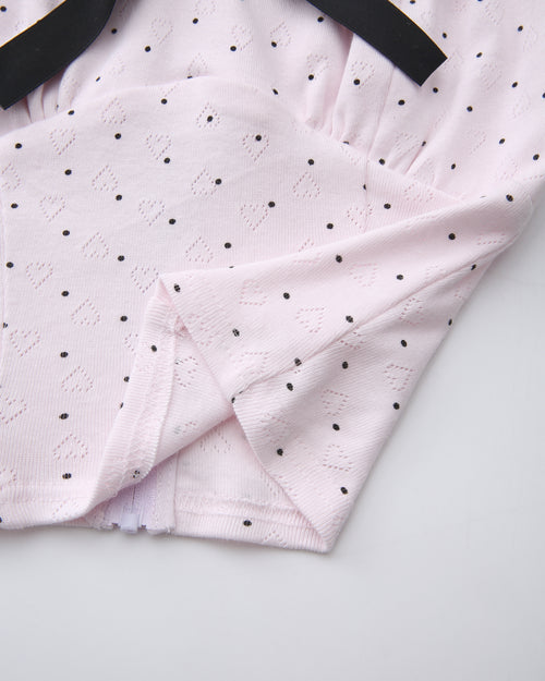 Sweetheart polka dot pointelle top in pink by Angel Ruche, photo 17