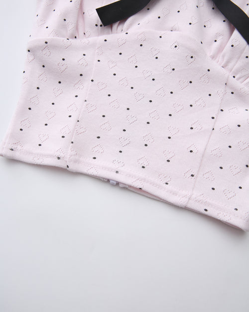 Sweetheart polka dot pointelle top in pink by Angel Ruche, photo 14