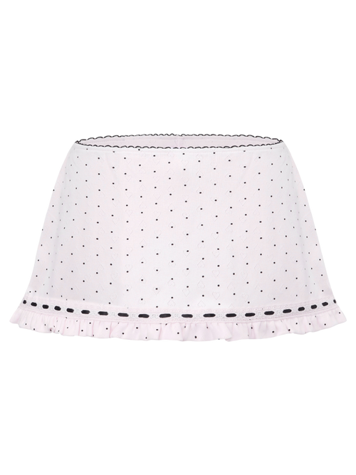 Sweetheart cotton polka dot pointelle skirt in pink, coquette skirt by Angel Ruche