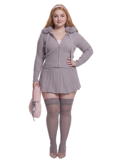 Cozy Cloud cable knit skirt in grey by Angel Ruche, photo 8