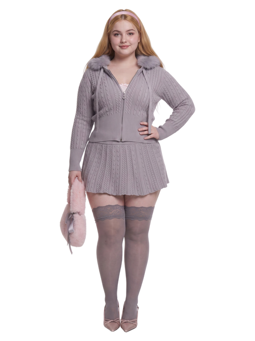 Cozy Cloud cable knit skirt in grey by Angel Ruche, photo 8